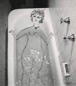 Saul Steinberg - Girl in a bathtub, 1949
